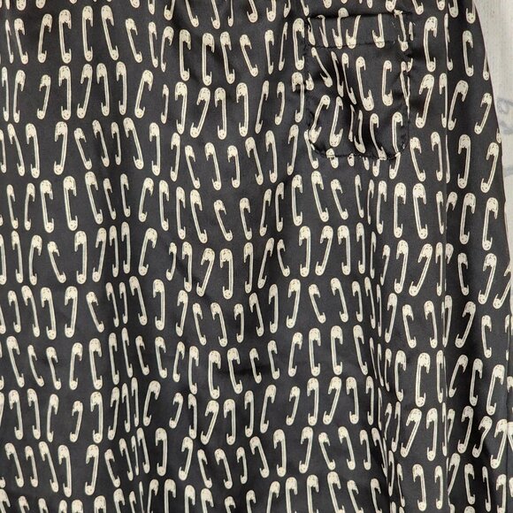 h.i.p. Black Safety Pin Printed Round Neck Flowy Tank Artsy - Picture 2 of 5